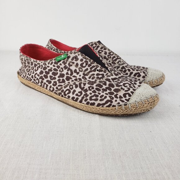 Sanuk Runaround Jute Cheetah Slip On Espadrille Flats Animal Print Womens Size 9 - Picture 11 of 11